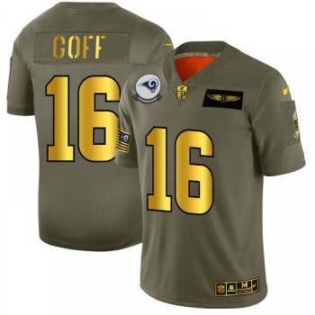 Men's Los Angeles Rams #16 Jared Goff 2019 Olive/Gold Salute To Service Limited Stitched NFL Jersey Men's Los Angeles Rams #16 Jared Goff 2019 Olive/Gold Salute To Service Limited Stitched NFL Jersey