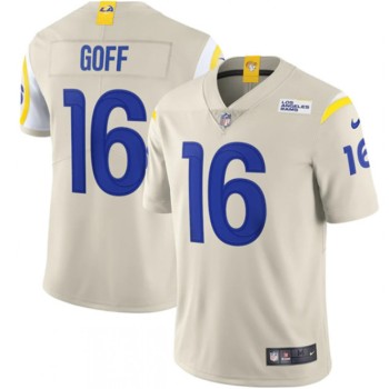 Men's Los Angeles Rams #16 Jared Goff 2020 Bone Vapor Limited Stitched Jersey Men's Los Angeles Rams #16 Jared Goff 2020 Bone Vapor Limited Stitched Jersey