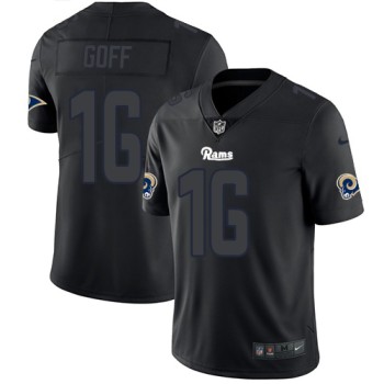 Men's Los Angeles Rams #16 Jared Goff Black 2018 Impact Limited Stitched NFL Jersey Men's Los Angeles Rams #16 Jared Goff Black 2018 Impact Limited Stitched NFL Jersey