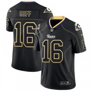 Men's Los Angeles Rams #16 Jared Goff Black 2018 Lights Out Color Rush Limited Stitched NFL Jersey Men's Los Angeles Rams #16 Jared Goff Black 2018 Lights Out Color Rush Limited Stitched NFL Jersey