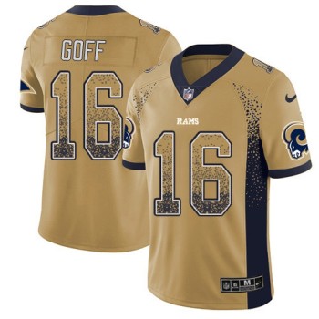 Men's Los Angeles Rams #16 Jared Goff Gold 2018 Drift Fashion Color Rush Limited Stitched NFL Jersey Men's Los Angeles Rams #16 Jared Goff Gold 2018 Drift Fashion Color Rush Limited Stitched NFL Jersey