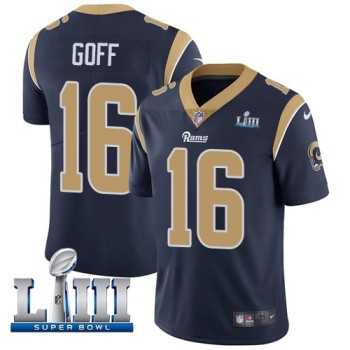 Men's Los Angeles Rams #16 Jared Goff Navy Blue Super Bowl LIII Vapor Untouchable Limited Stitched NFL Jersey Men's Los Angeles Rams #16 Jared Goff Navy Blue Super Bowl LIII Vapor Untouchable Limited Stitched NFL Jersey