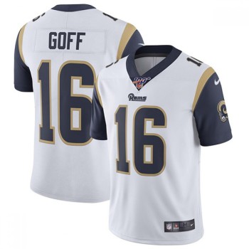 Men's Los Angeles Rams #16 Jared Goff White 2019 100th Season Vapor Untouchable Limited Stitched NFL Jersey Men's Los Angeles Rams #16 Jared Goff White 2019 100th Season Vapor Untouchable Limited Stitched NFL Jersey