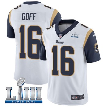 Men's Los Angeles Rams #16 Jared Goff White Super Bowl LIII Vapor Untouchable Limited Stitched NFL Jersey Men's Los Angeles Rams #16 Jared Goff White Super Bowl LIII Vapor Untouchable Limited Stitched NFL Jersey
