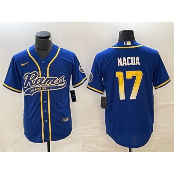 Men's Los Angeles Rams #17 Baker Mayfield Royal Cool Base Stitched Baseball Jersey Men's Los Angeles Rams #17 Baker Mayfield Royal Cool Base Stitched Baseball Jersey