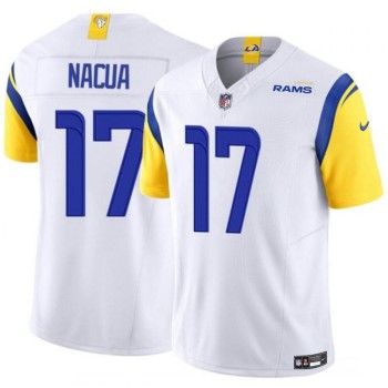 Men's Los Angeles Rams #17 Puka Nacua White 2023 F.U.S.E. Vapor Untouchable Stitched Football Jersey Men's Los Angeles Rams #17 Puka Nacua White 2023 F.U.S.E. Vapor Untouchable Stitched Football Jersey