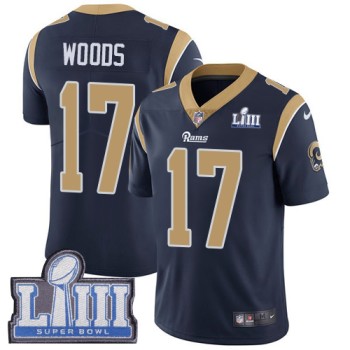 Men's Los Angeles Rams #17 Robert Woods Navy Blue Super Bowl LIII Vapor Untouchable Limited Stitched NFL Jersey Men's Los Angeles Rams #17 Robert Woods Navy Blue Super Bowl LIII Vapor Untouchable Limited Stitched NFL Jersey