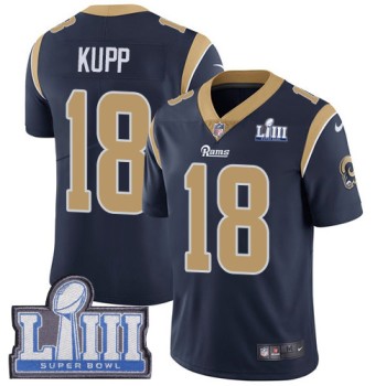Men's Los Angeles Rams #18 Cooper Kupp Navy Blue Super Bowl LIII Vapor Untouchable Limited Stitched NFL Jersey Men's Los Angeles Rams #18 Cooper Kupp Navy Blue Super Bowl LIII Vapor Untouchable Limited Stitched NFL Jersey