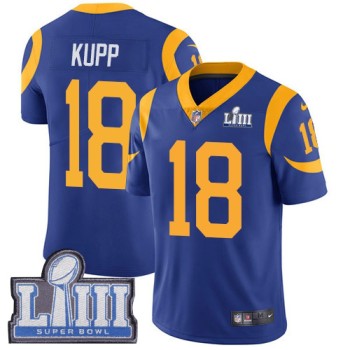 Men's Los Angeles Rams #18 Cooper Kupp Royal Blue Super Bowl LIII Vapor Untouchable Limited Stitched NFL Jersey Men's Los Angeles Rams #18 Cooper Kupp Royal Blue Super Bowl LIII Vapor Untouchable Limited Stitched NFL Jersey