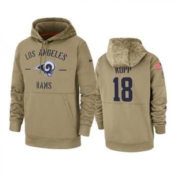 Men's Los Angeles Rams #18 Cooper Kupp Tan 2019 Salute to Service Sideline Therma Pullover Hoodie Men's Los Angeles Rams #18 Cooper Kupp Tan 2019 Salute to Service Sideline Therma Pullover Hoodie