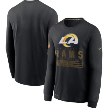 Men's Los Angeles Rams 2020 Black Salute to Service Sideline Performance Long Sleeve T-Shirt Men's Los Angeles Rams 2020 Black Salute to Service Sideline Performance Long Sleeve T-Shirt
