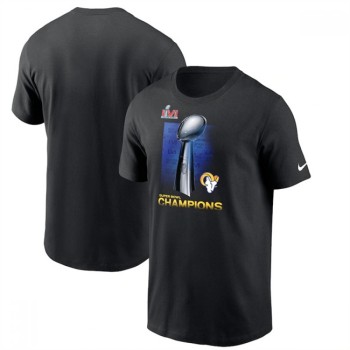 Men's Los Angeles Rams 2022 Black Super Bowl LVI Champions T-Shirt Men's Los Angeles Rams 2022 Black Super Bowl LVI Champions T-Shirt