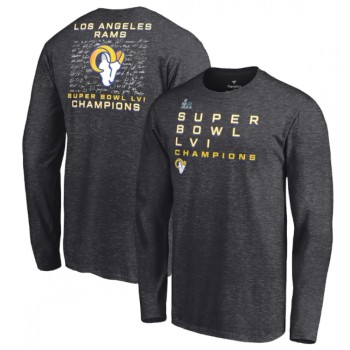 Men's Los Angeles Rams 2022 Heathered Charcoal Super Bowl LVI Champions Roster Signature Long Sleeve T-Shirt Men's Los Angeles Rams 2022 Heathered Charcoal Super Bowl LVI Champions Roster Signature Long Sleeve T-Shirt