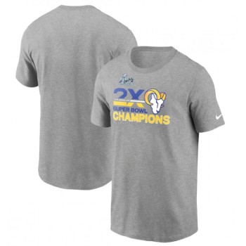 Men's Los Angeles Rams 2022 Heathered Gray 2-Time Super Bowl Champions T-Shirt Men's Los Angeles Rams 2022 Heathered Gray 2-Time Super Bowl Champions T-Shirt