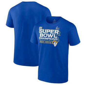 Men's Los Angeles Rams 2022 Royal Super Bowl LVI Champions Parade Celebration T-Shirt Men's Los Angeles Rams 2022 Royal Super Bowl LVI Champions Parade Celebration T-Shirt
