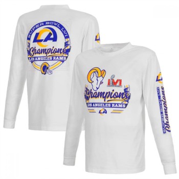 Men's Los Angeles Rams 2022 White Super Bowl LVI Champions Long Sleeve T-Shirt Men's Los Angeles Rams 2022 White Super Bowl LVI Champions Long Sleeve T-Shirt