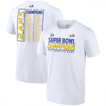 Men's Los Angeles Rams 2022 White Super Bowl LVI Champions T-Shirt Men's Los Angeles Rams 2022 White Super Bowl LVI Champions T-Shirt