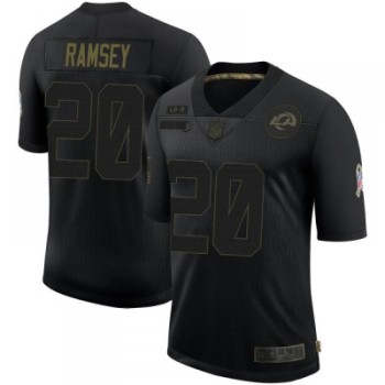 Men's Los Angeles Rams #20 Jalen Ramsey Black 2020 Salute To Service Limited Stitched Jersey Men's Los Angeles Rams #20 Jalen Ramsey Black 2020 Salute To Service Limited Stitched Jersey