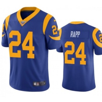 Men's Los Angeles Rams #24 Taylor Rapp Blue 2019 100th Season Vapor Untouchable Limited Stitched NFL Jersey Men's Los Angeles Rams #24 Taylor Rapp Blue 2019 100th Season Vapor Untouchable Limited Stitched NFL Jersey