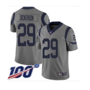 Men's Los Angeles Rams #29 Eric Dickerson 2019 Gray 100th season Inverted Legend NFL Jersey Men's Los Angeles Rams #29 Eric Dickerson 2019 Gray 100th season Inverted Legend NFL Jersey