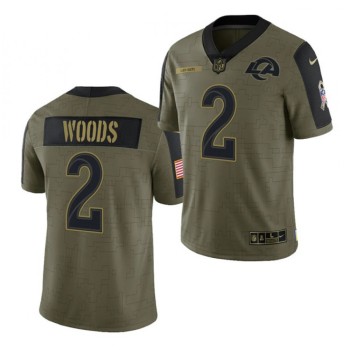 Men's Los Angeles Rams #2 Robert Woods 2021 Olive Salute To Service Limited Stitched Jersey Men's Los Angeles Rams #2 Robert Woods 2021 Olive Salute To Service Limited Stitched Jersey