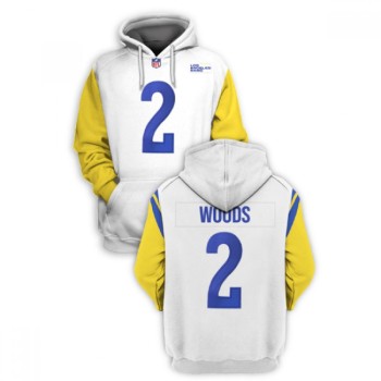 Men's Los Angeles Rams #2 Robert Woods 2021 White Pullover Hoodie Men's Los Angeles Rams #2 Robert Woods 2021 White Pullover Hoodie