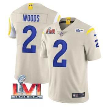 Men's Los Angeles Rams #2 Robert Woods 2022 Bone Super Bowl LVI Vapor Limited Stitched Jersey Men's Los Angeles Rams #2 Robert Woods 2022 Bone Super Bowl LVI Vapor Limited Stitched Jersey