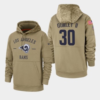 Men's Los Angeles Rams #30 Todd Gurley II Tan 2019 Salute to Service Sideline Therma Pullover Hoodie Men's Los Angeles Rams #30 Todd Gurley II Tan 2019 Salute to Service Sideline Therma Pullover Hoodie