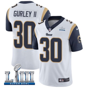 Men's Los Angeles Rams #30 Todd Gurley II White Super Bowl LIII Vapor Untouchable Limited Stitched NFL Jersey Men's Los Angeles Rams #30 Todd Gurley II White Super Bowl LIII Vapor Untouchable Limited Stitched NFL Jersey