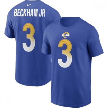 Men's Los Angeles Rams #3 Odell Beckham Jr. 2022 Royal Super Bowl LVI Champions T-Shirt Men's Los Angeles Rams #3 Odell Beckham Jr. 2022 Royal Super Bowl LVI Champions T-Shirt
