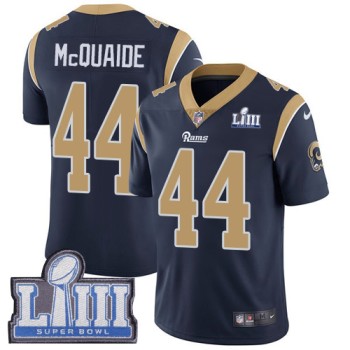 Men's Los Angeles Rams #44 Jacob McQuaide Navy Blue Super Bowl LIII Vapor Untouchable Limited Stitched NFL Jersey Men's Los Angeles Rams #44 Jacob McQuaide Navy Blue Super Bowl LIII Vapor Untouchable Limited Stitched NFL Jersey
