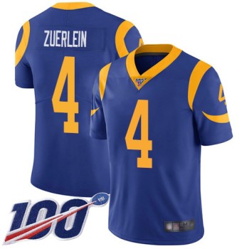 Men's Los Angeles Rams #4 Greg Zuerlein 2019 100th Season Blue Vapor Untouchable Limited Stitched NFL Jersey Men's Los Angeles Rams #4 Greg Zuerlein 2019 100th Season Blue Vapor Untouchable Limited Stitched NFL Jersey