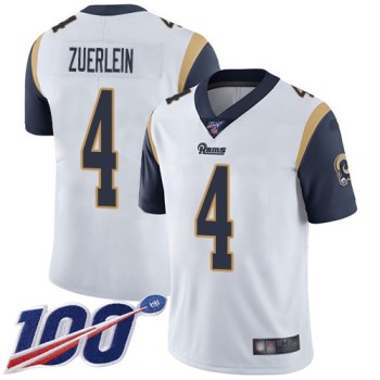 Men's Los Angeles Rams #4 Greg Zuerlein 2019 100th Season White Vapor Untouchable Limited Stitched NFL Jersey Men's Los Angeles Rams #4 Greg Zuerlein 2019 100th Season White Vapor Untouchable Limited Stitched NFL Jersey