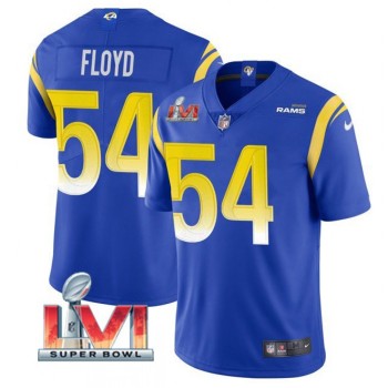 Men's Los Angeles Rams #54 Leonard Floyd 2022 Royal Super Bowl LVI Vapor Limited Stitched Jersey Men's Los Angeles Rams #54 Leonard Floyd 2022 Royal Super Bowl LVI Vapor Limited Stitched Jersey