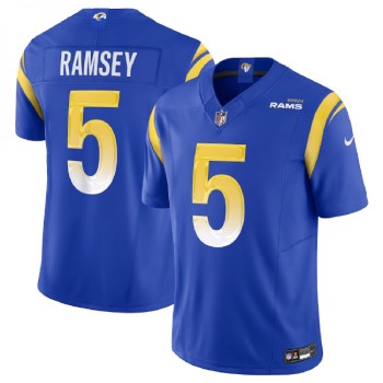 Men's Los Angeles Rams #5 Jalen Ramsey Blue 2023 F.U.S.E. Vapor Untouchable Limited Stitched Football Jersey Men's Los Angeles Rams #5 Jalen Ramsey Blue 2023 F.U.S.E. Vapor Untouchable Limited Stitched Football Jersey