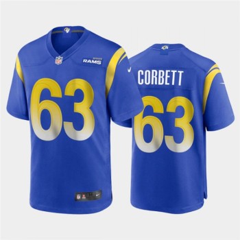 Men's Los Angeles Rams #63 Austin Corbett 2020 Royal Stitched Jersey Men's Los Angeles Rams #63 Austin Corbett 2020 Royal Stitched Jersey