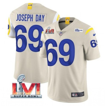 Men's Los Angeles Rams #69 Sebastian Joseph-Day 2022 Bone Super Bowl LVI Vapor Limited Stitched Jersey Men's Los Angeles Rams #69 Sebastian Joseph-Day 2022 Bone Super Bowl LVI Vapor Limited Stitched Jersey