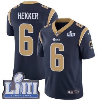 Men's Los Angeles Rams #6 Johnny Hekker Navy Blue Super Bowl LIII Vapor Untouchable Limited Stitched NFL Jersey Men's Los Angeles Rams #6 Johnny Hekker Navy Blue Super Bowl LIII Vapor Untouchable Limited Stitched NFL Jersey