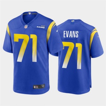 Men's Los Angeles Rams #71 Bobby Evans 2020 Royal Stitched Jersey Men's Los Angeles Rams #71 Bobby Evans 2020 Royal Stitched Jersey