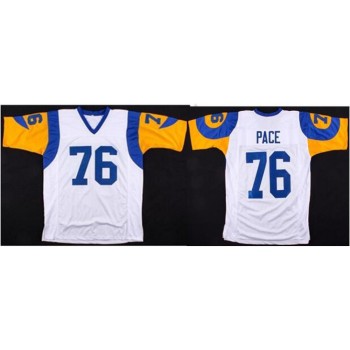 Men's Los Angeles Rams #76 Orlando Pace White Throwback Stitched NFL Jersey Men's Los Angeles Rams #76 Orlando Pace White Throwback Stitched NFL Jersey