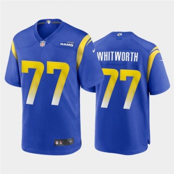 Men's Los Angeles Rams #77 Andrew Whitworth 2020 Royal Stitched Jersey Men's Los Angeles Rams #77 Andrew Whitworth 2020 Royal Stitched Jersey