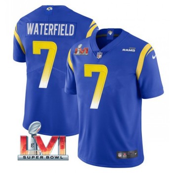 Men's Los Angeles Rams #7 Bob Waterfield 2022 Royal Super Bowl LVI Vapor Limited Stitched Jersey Men's Los Angeles Rams #7 Bob Waterfield 2022 Royal Super Bowl LVI Vapor Limited Stitched Jersey