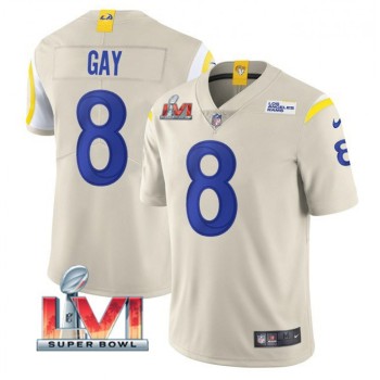 Men's Los Angeles Rams #8 Matt Gay 2022 Bone Super Bowl LVI Vapor Limited Stitched Jersey Men's Los Angeles Rams #8 Matt Gay 2022 Bone Super Bowl LVI Vapor Limited Stitched Jersey