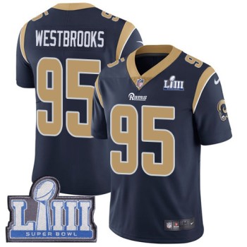 Men's Los Angeles Rams #95 Ethan Westbrooks Navy Blue Super Bowl LIII Vapor Untouchable Limited Stitched NFL Jersey Men's Los Angeles Rams #95 Ethan Westbrooks Navy Blue Super Bowl LIII Vapor Untouchable Limited Stitched NFL Jersey