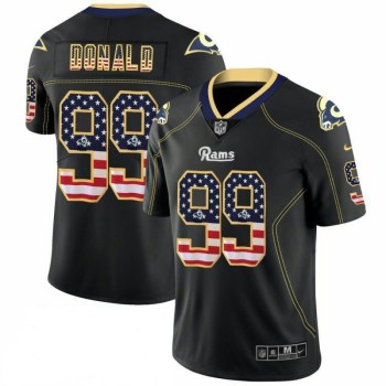 Men's Los Angeles Rams #99 Aaron Donald 2018 Black USA Flag Color Rush Limited Fashion NFL Stitched Jersey Men's Los Angeles Rams #99 Aaron Donald 2018 Black USA Flag Color Rush Limited Fashion NFL Stitched Jersey