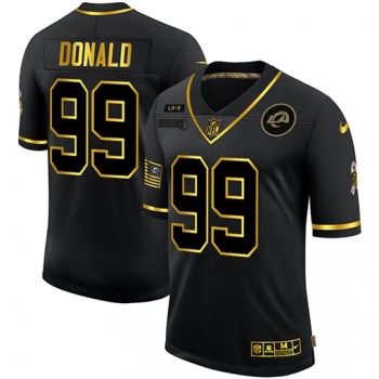 Men's Los Angeles Rams #99 Aaron Donald 2020 Black/Gold Salute To Service Limited Stitched Jersey Men's Los Angeles Rams #99 Aaron Donald 2020 Black/Gold Salute To Service Limited Stitched Jersey