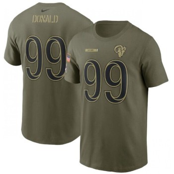 Men's Los Angeles Rams #99 Aaron Donald 2021 Olive Salute To Service Legend Performance T-Shirt Men's Los Angeles Rams #99 Aaron Donald 2021 Olive Salute To Service Legend Performance T-Shirt