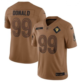 Men's Los Angeles Rams #99 Aaron Donald 2023 Brown Salute To Service Limited Stitched Football Jersey Men's Los Angeles Rams #99 Aaron Donald 2023 Brown Salute To Service Limited Stitched Football Jersey