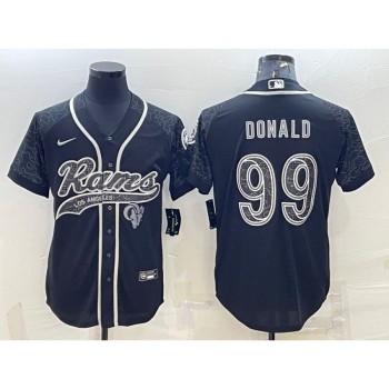 Men's Los Angeles Rams #99 Aaron Donald Black Reflective With Patch Cool Base Stitched Baseball Jersey Men's Los Angeles Rams #99 Aaron Donald Black Reflective With Patch Cool Base Stitched Baseball Jersey