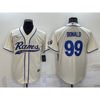 Men's Los Angeles Rams #99 Aaron Donald Bone Cool Base Stitched Baseball Jersey Men's Los Angeles Rams #99 Aaron Donald Bone Cool Base Stitched Baseball Jersey